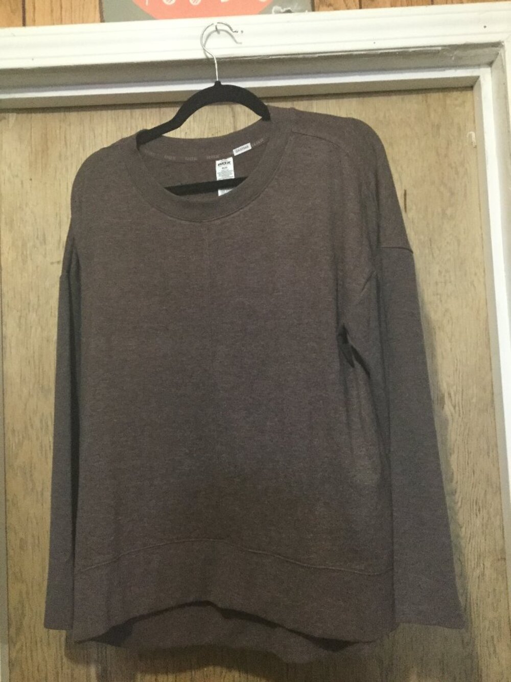 RBX super soft sweater brown in color size medium 23 inches across
